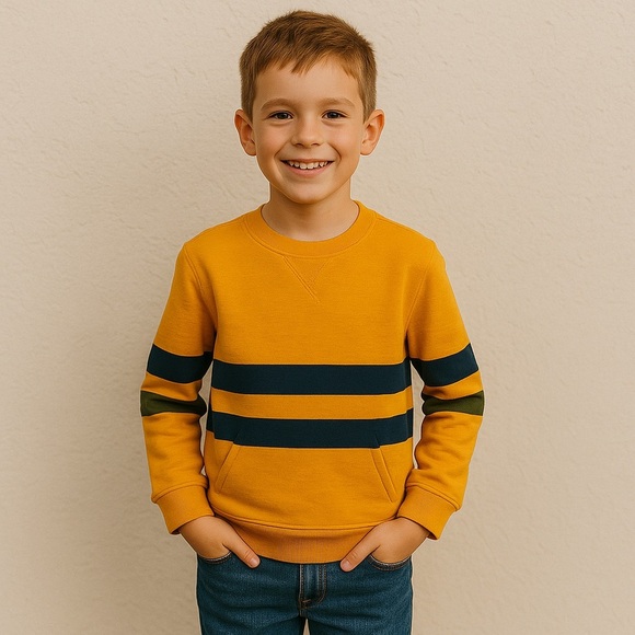 Gap Kids Boys Gold Striped Long Sleeve Rugby Shirt M (8) Like New - Picture 1 of 12